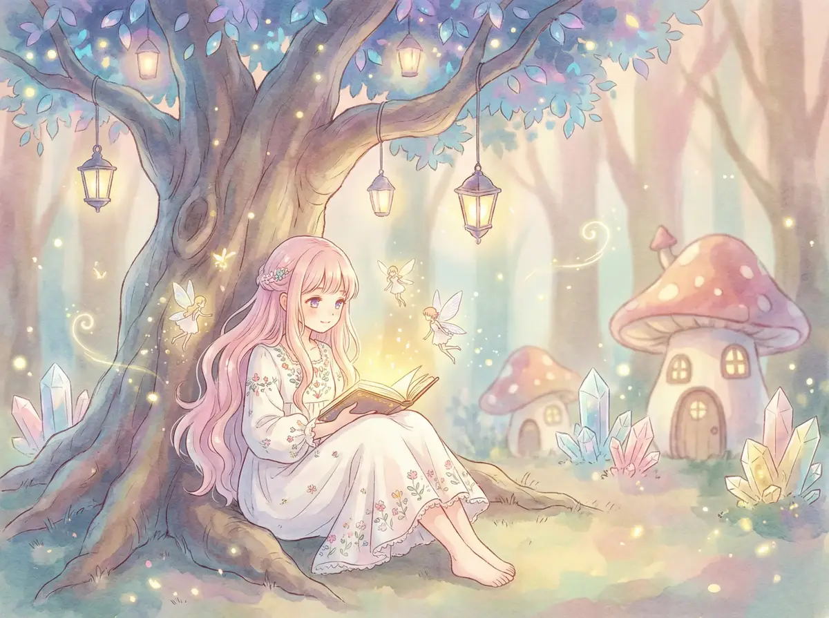 御赐小仵作 电视剧 - 魔法森林中阅读故事书的粉发少女与精灵